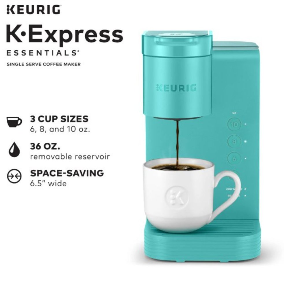 NWT KEURIG K-Express Essentials Single-Serve K-Cup Pod Coffee Maker Teal & Black - Picture 5 of 14